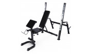Скамья со стойками под штангу DFC GORILLA черная, с партой для бицепса Скамья со стойками под штангу DFC GORILLA черная, с партой для бицепса